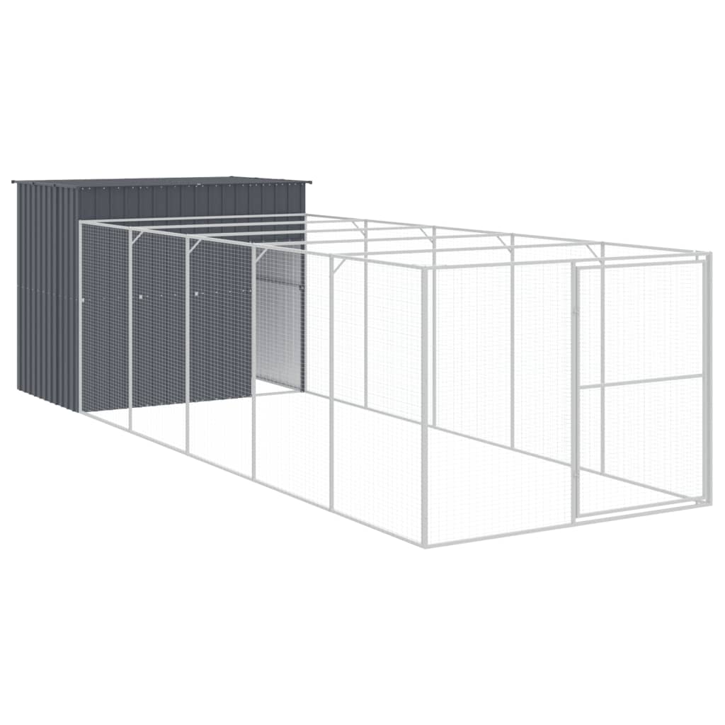 Caseta perros con corral acero galvanizado gris 214x661x181 cm vidaXL