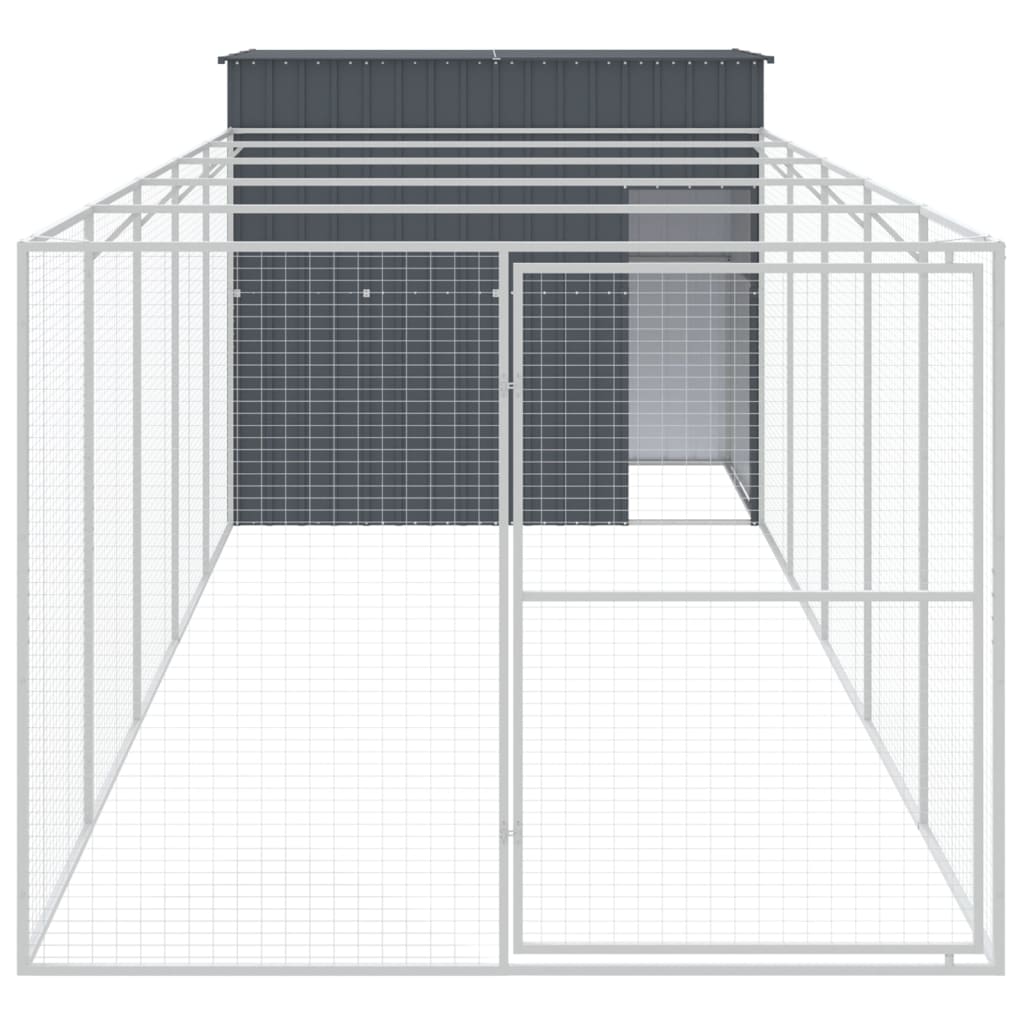 Caseta perros con corral acero galvanizado gris 214x661x181 cm vidaXL