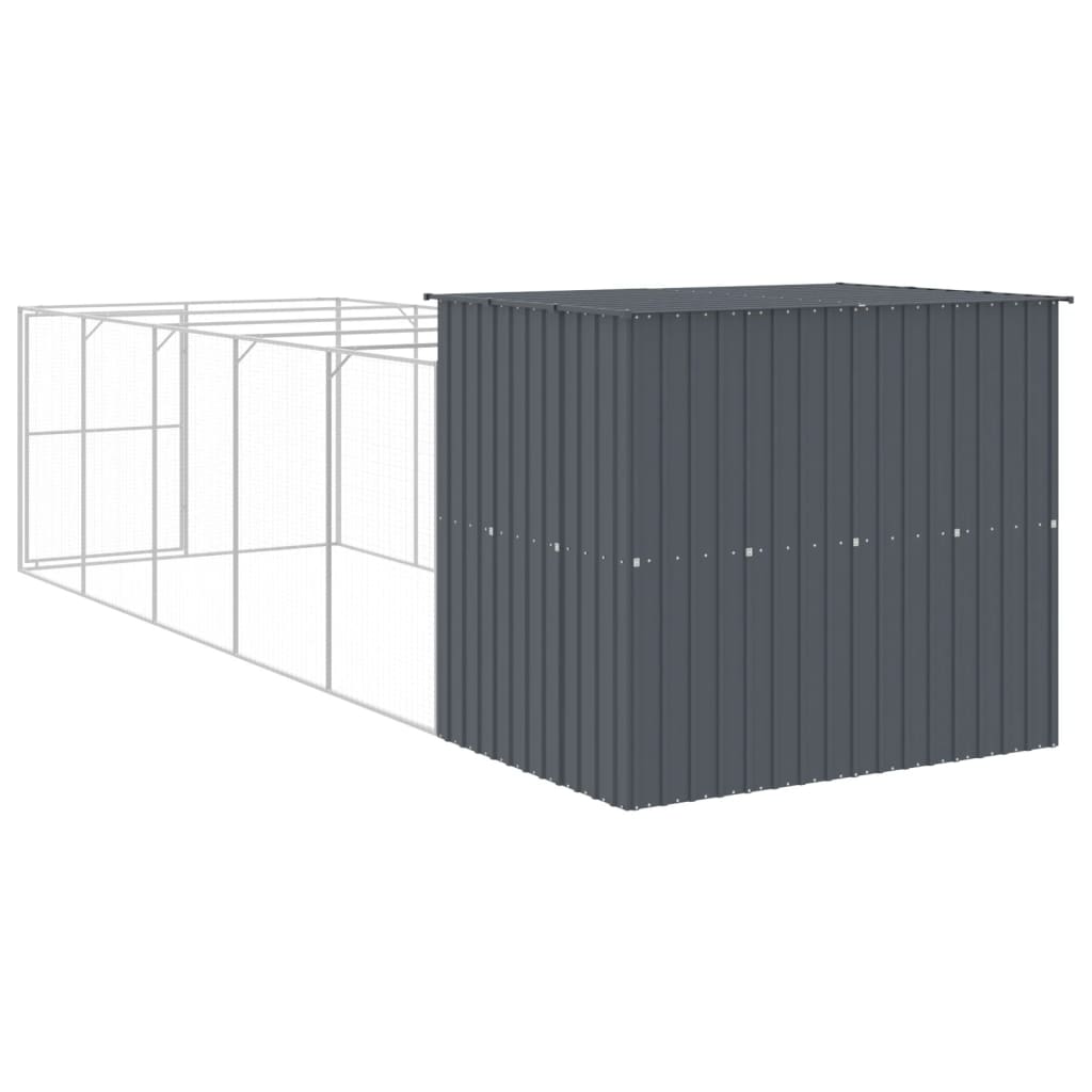 Caseta perros con corral acero galvanizado gris 214x661x181 cm vidaXL