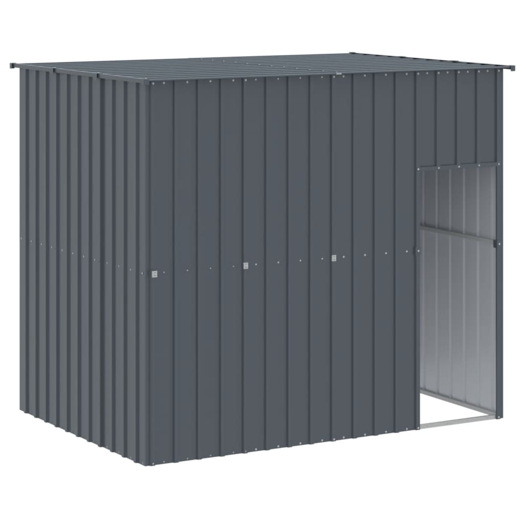 Caseta perros con corral acero galvanizado gris 214x661x181 cm vidaXL