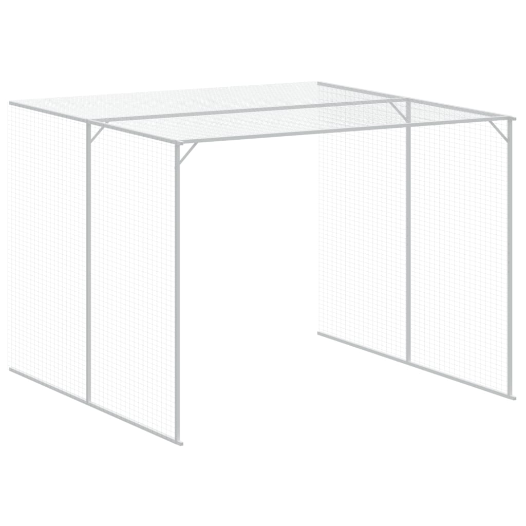 Caseta perros con corral acero galvanizado gris 214x661x181 cm vidaXL