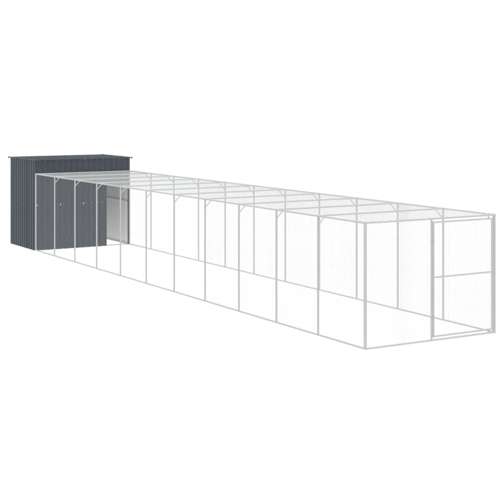 Caseta perros con corral acero galvanizado gris 214x1273x181 cm