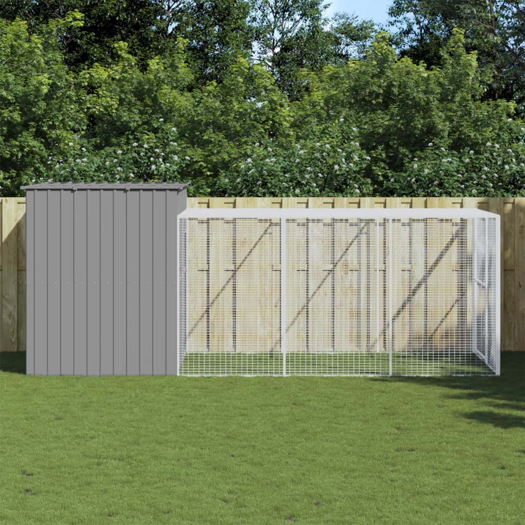 Caseta perros corral acero galvanizado gris claro 214x457x181cm