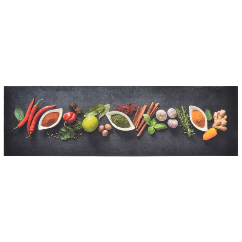 Alfombra de cocina lavable terciopelo dibujo especias 45x150 cm vidaXL