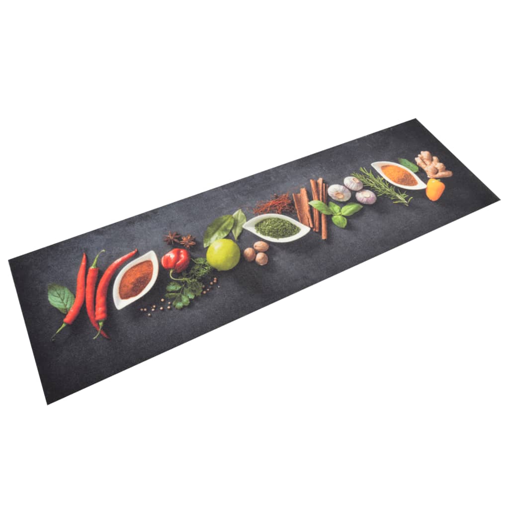 Vetonek Alfombra de cocina lavable terciopelo dibujo especias 45x150 cm