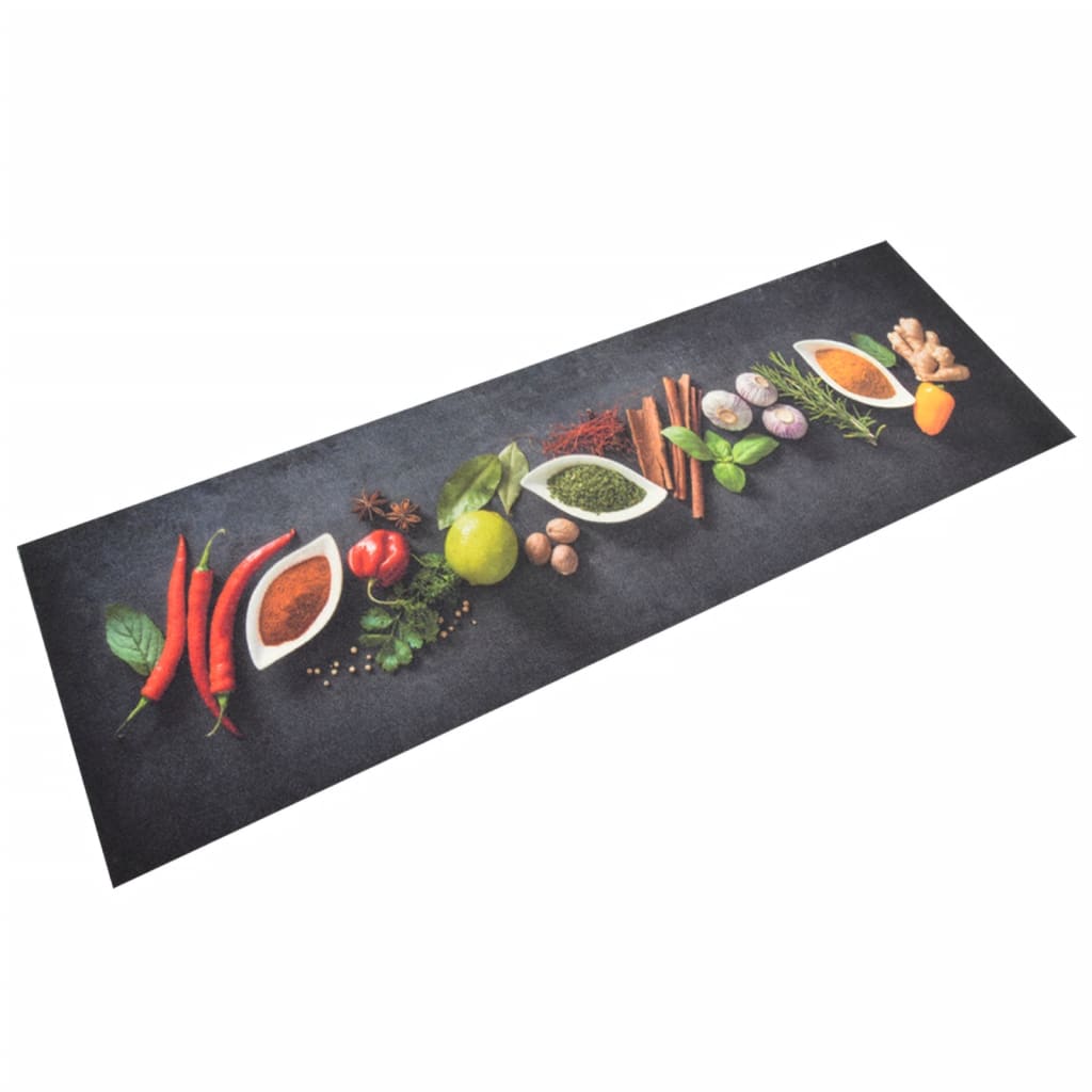 Vetonek Alfombra de cocina lavable terciopelo dibujo especias 60x180 cm