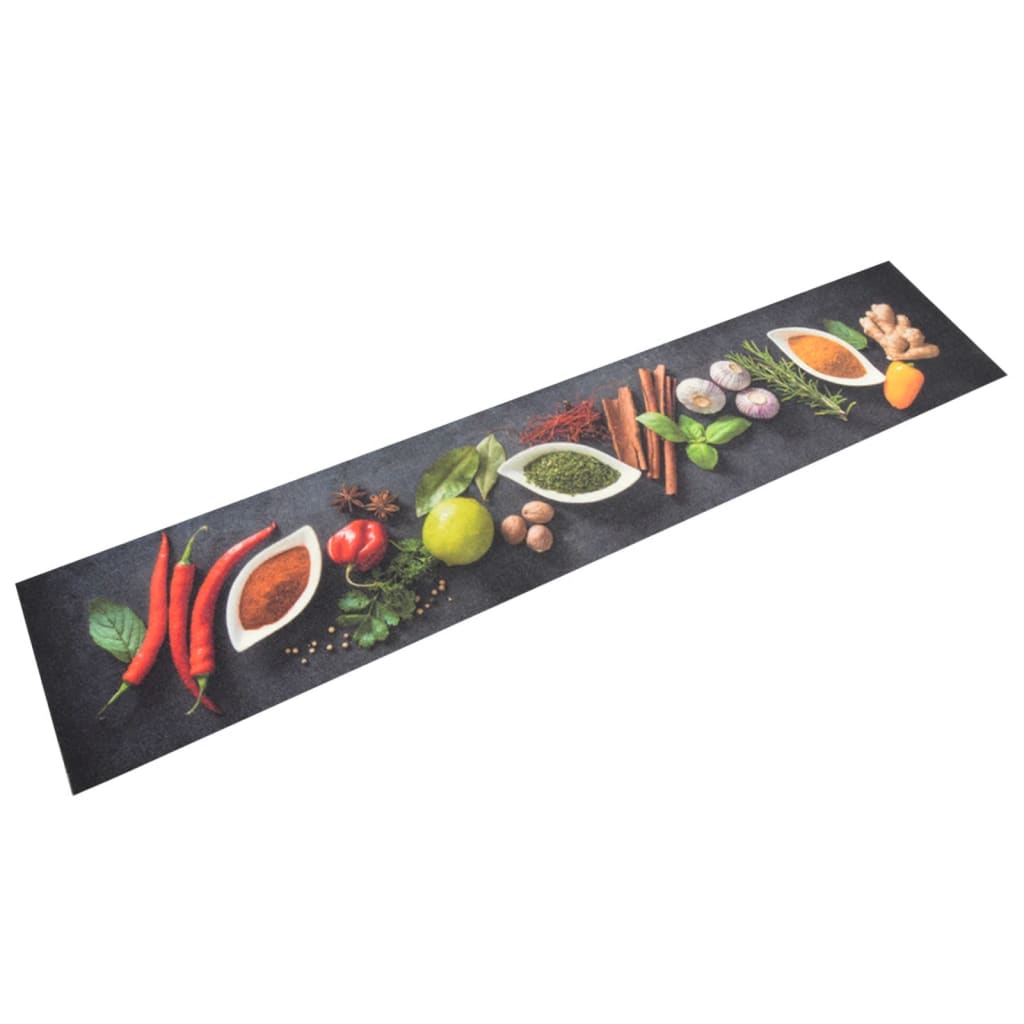 Vetonek Alfombra de cocina lavable terciopelo dibujo especias 60x300 cm