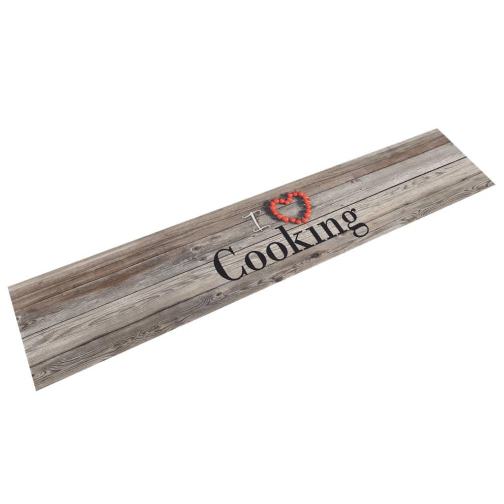 Vetonek Alfombra de cocina lavable terciopelo Cooking gris 60x300 cm