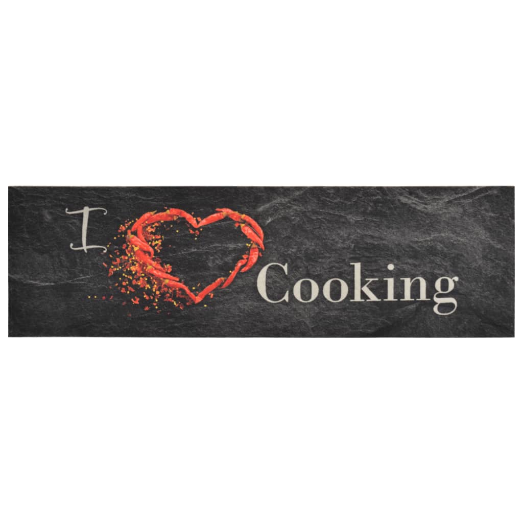 Alfombra de cocina lavable terciopelo Cooking negro 45x150 cm vidaXL