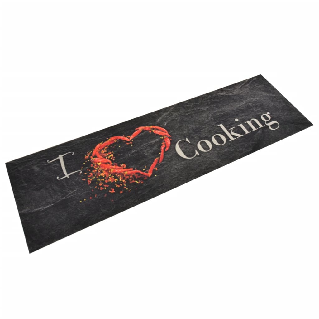 Vetonek Alfombra de cocina lavable terciopelo Cooking negro 45x150 cm