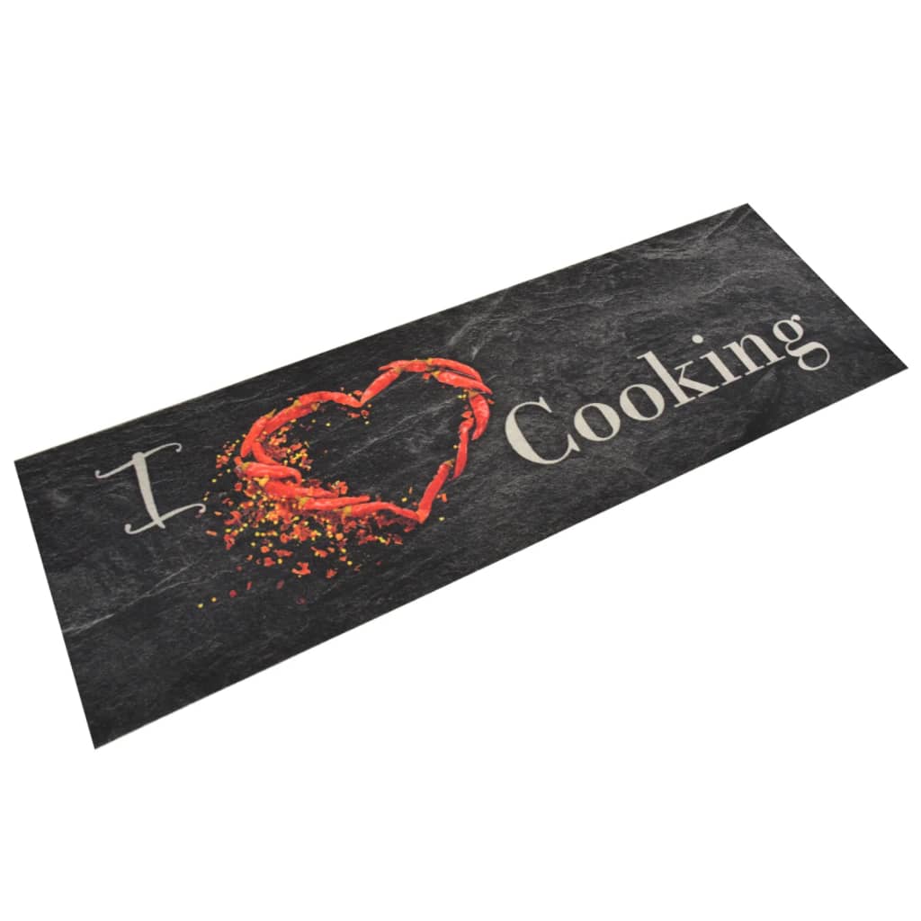 Vetonek Alfombra de cocina lavable terciopelo Cooking negro 60x180 cm