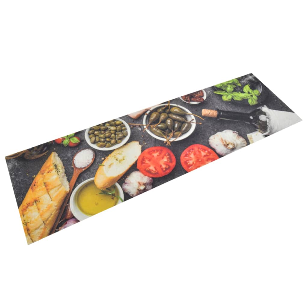 Vetonek Alfombra de cocina lavable terciopelo dibujo vino cena 45x150cm