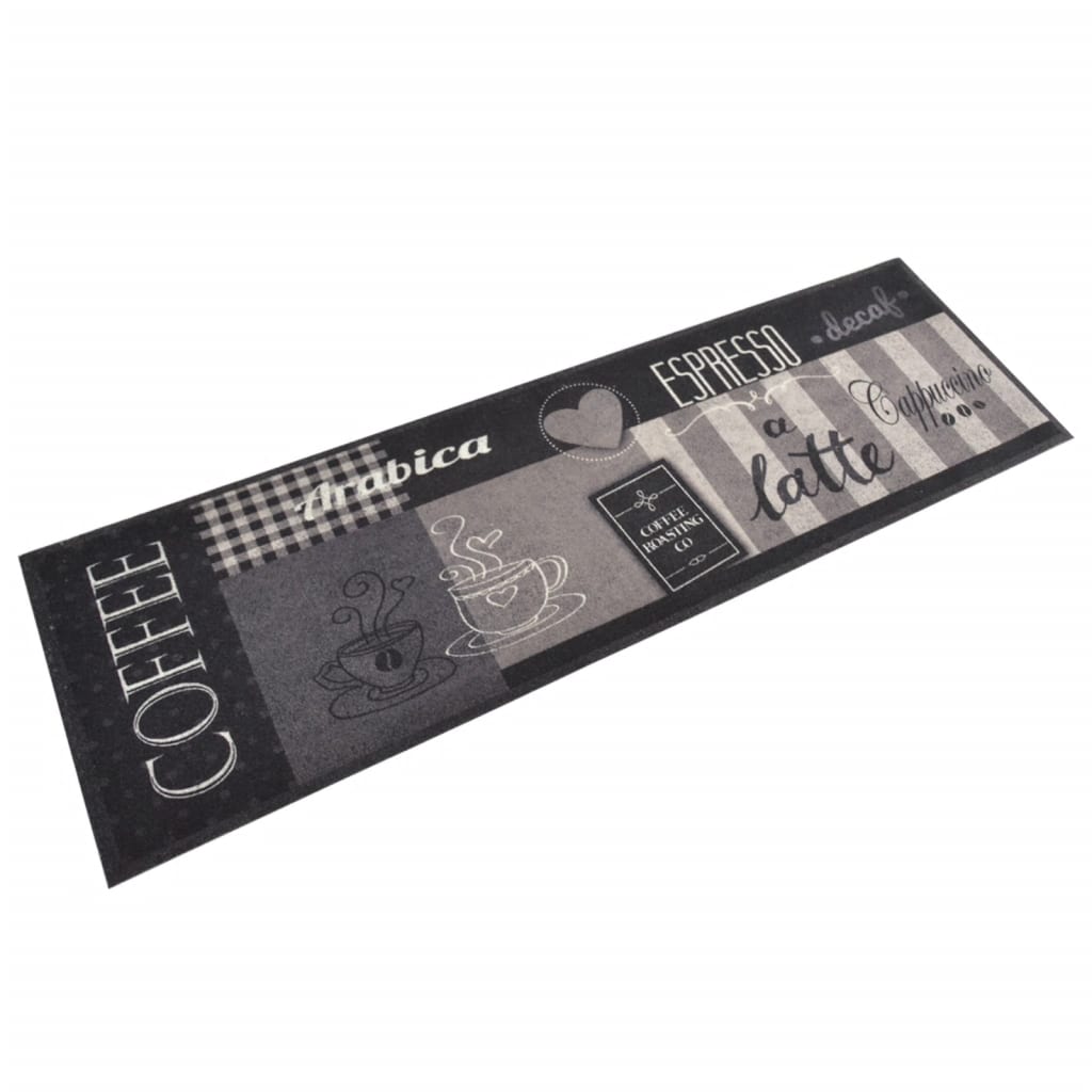 Vetonek Alfombra de cocina lavable terciopelo negro café 45x150 cm