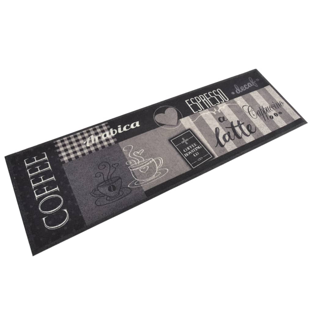 Vetonek Alfombra de cocina lavable terciopelo negro café 60x180 cm