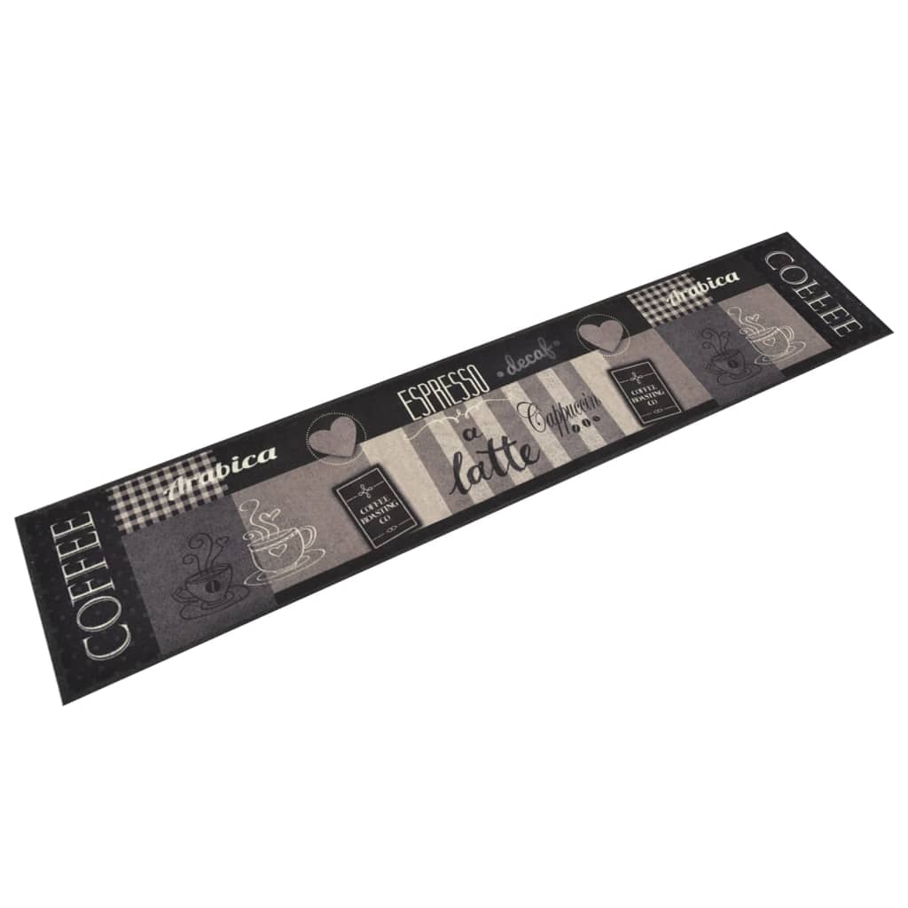 Vetonek Alfombra de cocina lavable terciopelo negro café 60x300 cm