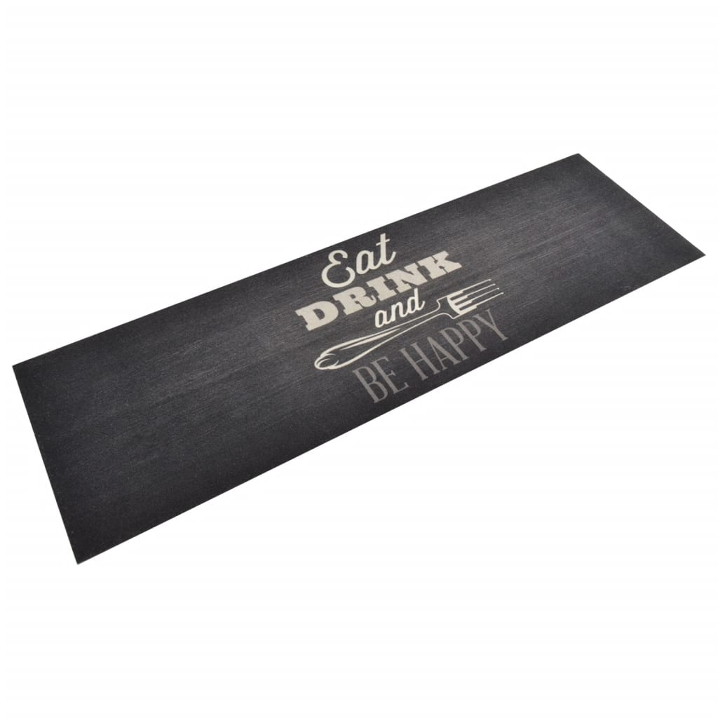 Vetonek Alfombra de cocina lavable terciopelo negro 60x180 cm