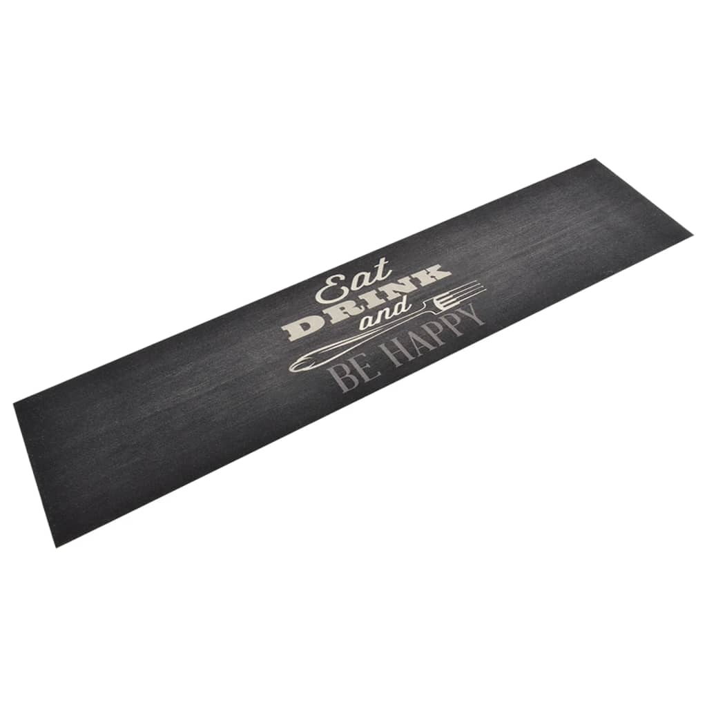 Vetonek Alfombra de cocina lavable terciopelo negro 60x300 cm