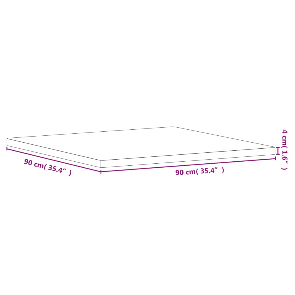 Tablero de mesa cuadrado de madera maciza de haya 90x90x4 cm