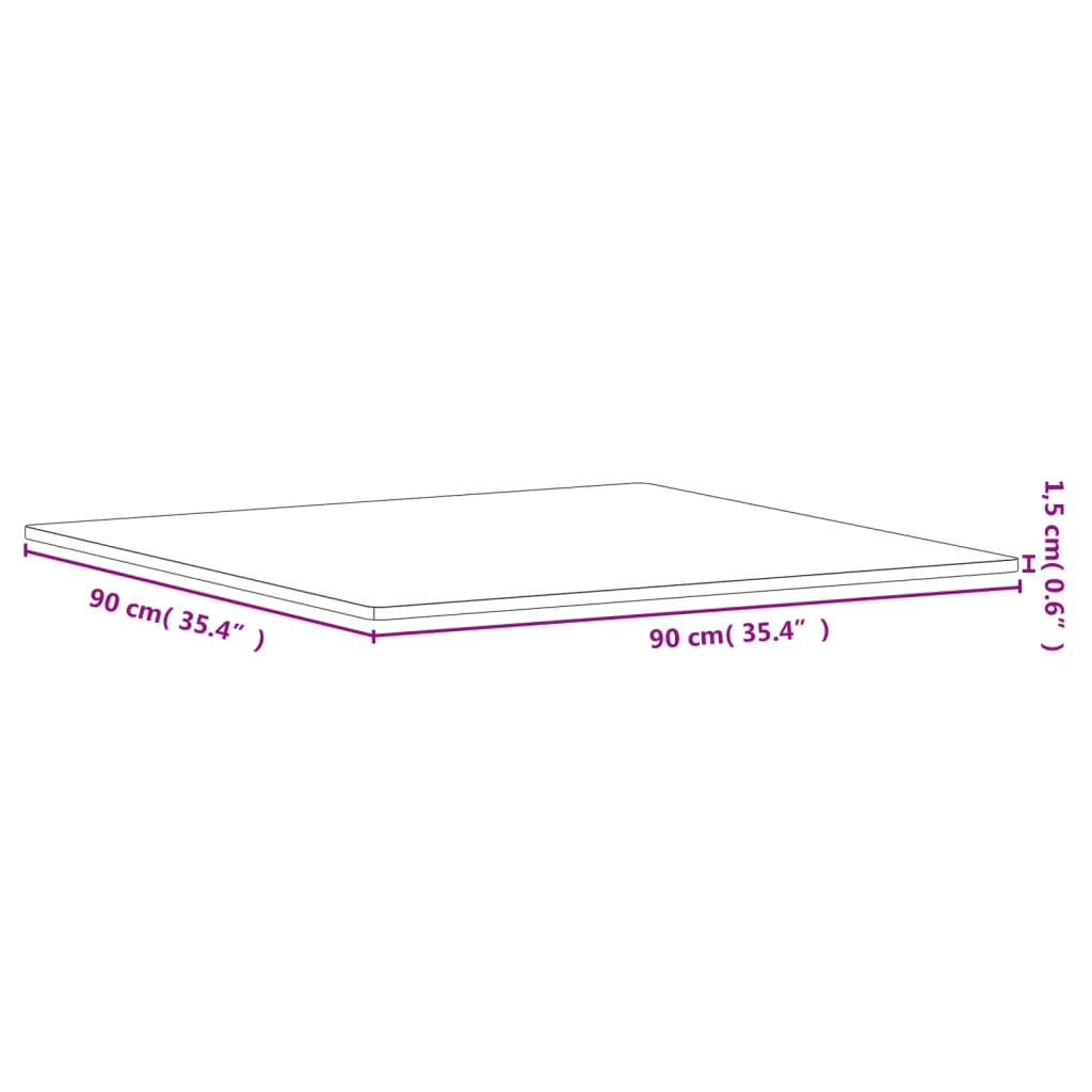 Tablero de mesa cuadrado de madera maciza de haya 90x90x1,5 cm