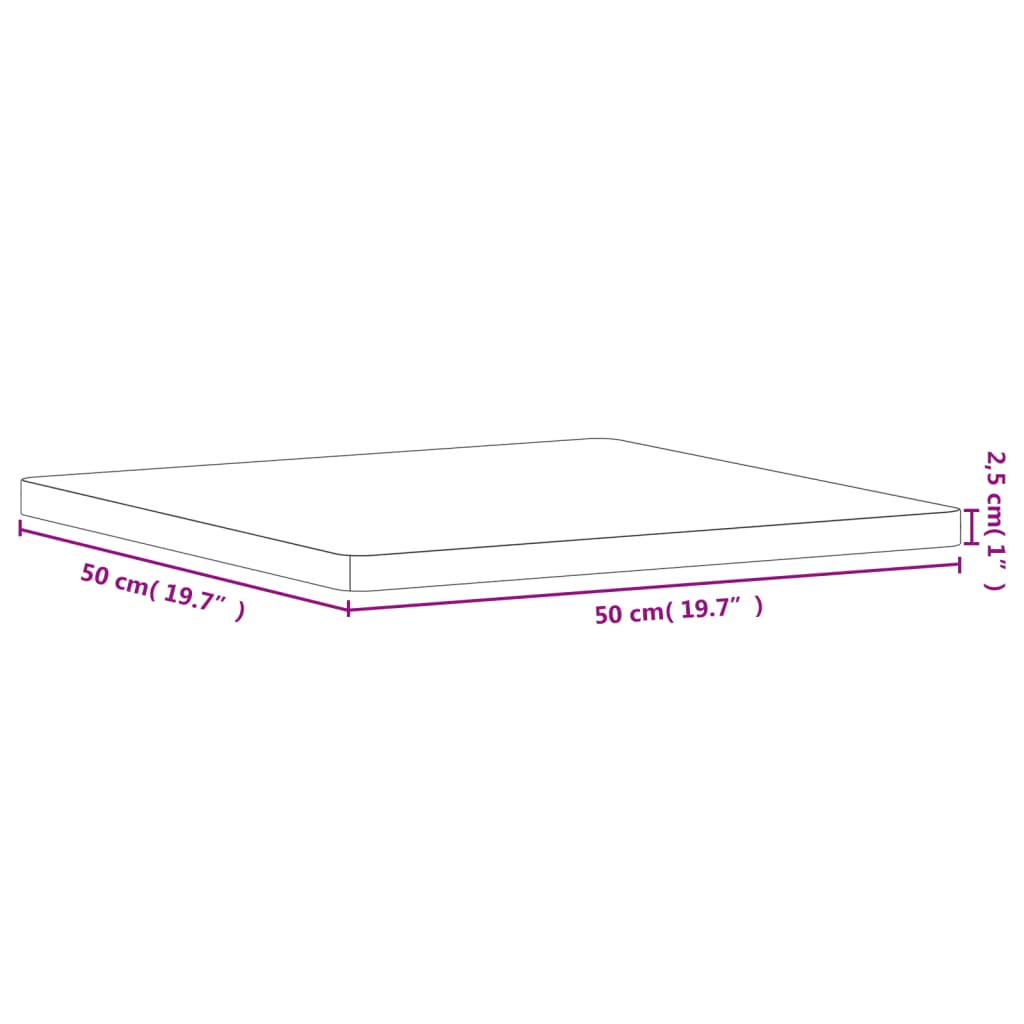 Tablero de mesa cuadrado de madera maciza de haya 50x50x2,5 cm