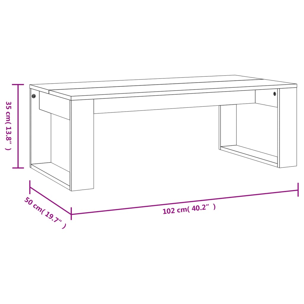 Mesa de centro madera de ingeniería roble Sonoma 102x50x35 cm vidaXL