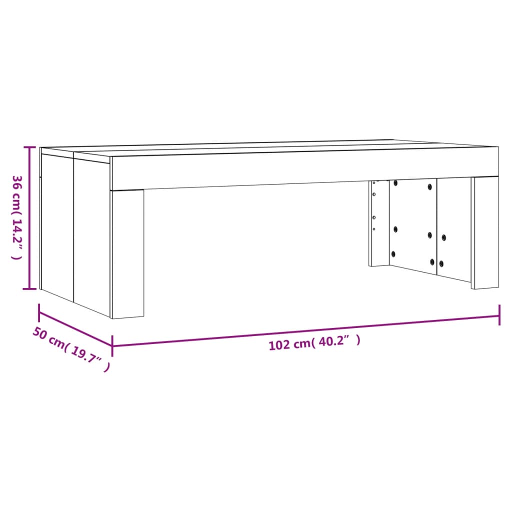 Mesa de centro madera de ingeniería blanco brillo 102x50x36 cm vidaXL