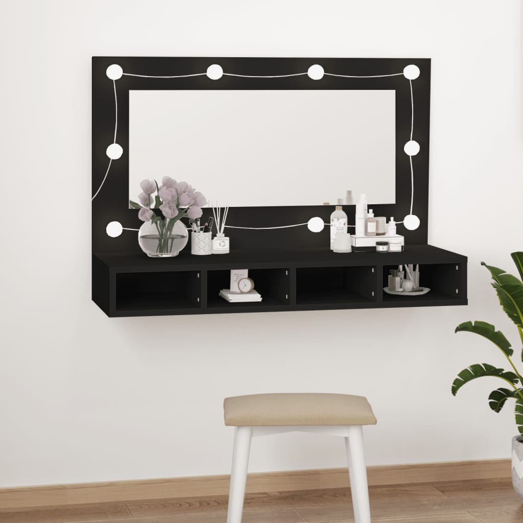 Mirror with mirror and black led 90x31,5x62 cm