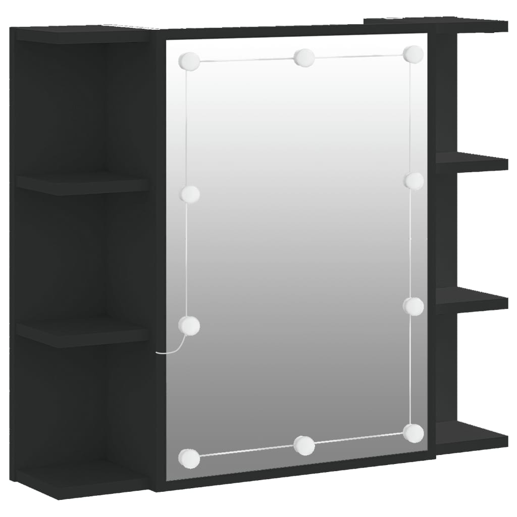 Mueble con espejo y LED negro 70x16,5x60 cm vidaXL