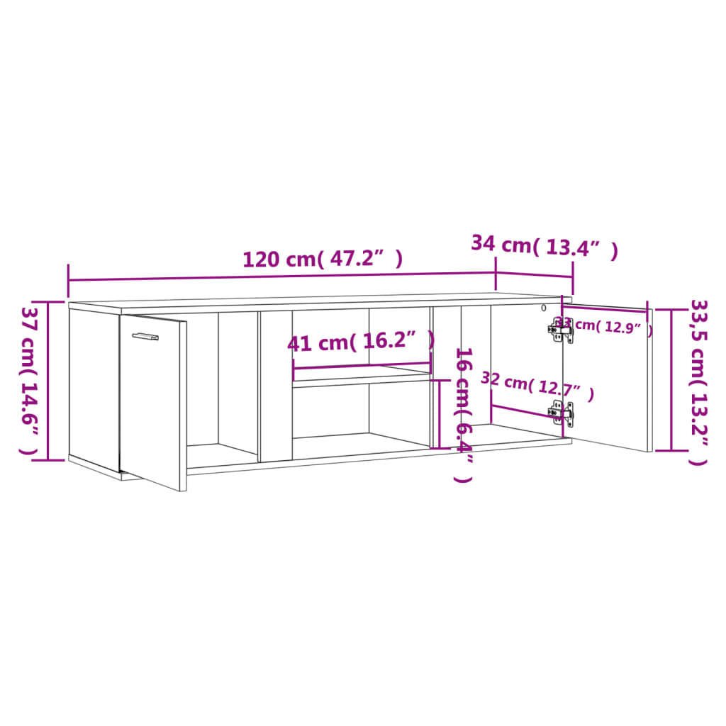 Nexus Grey Engineering TV mobili 120x34x37 cm