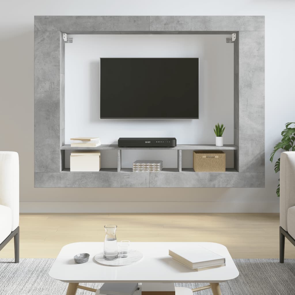 Vetonek Mueble para TV madera de ingeniería gris hormigón 152x22x113 cm