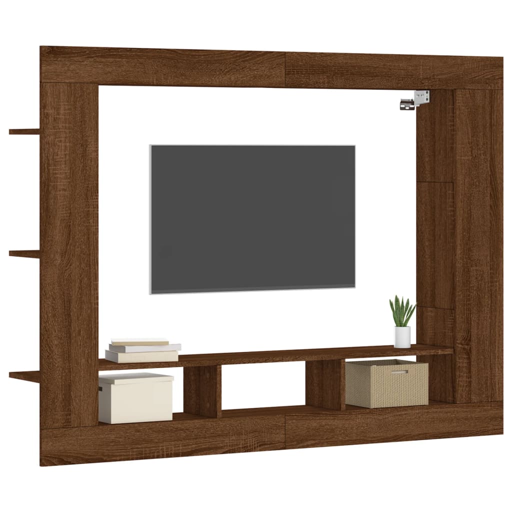 Ingegneria mobili TV in legno rovere marrone 152x22x113 cm