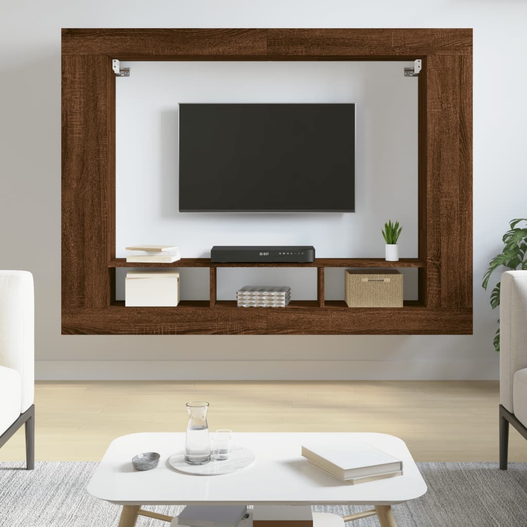 Vetonek Mueble para TV madera de ingeniería roble marrón 152x22x113 cm