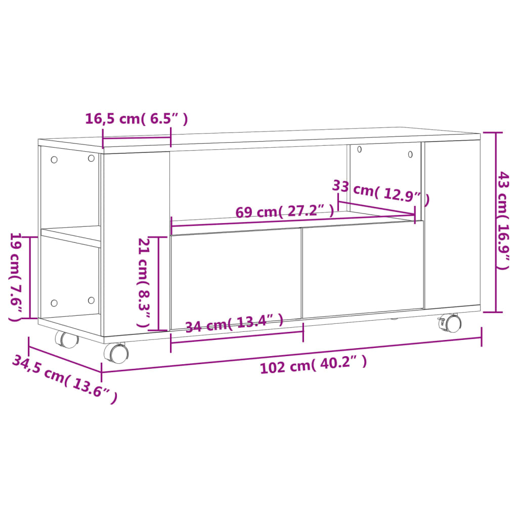 Mueble para TV madera de ingeniería blanco 102x34,5x43 cm