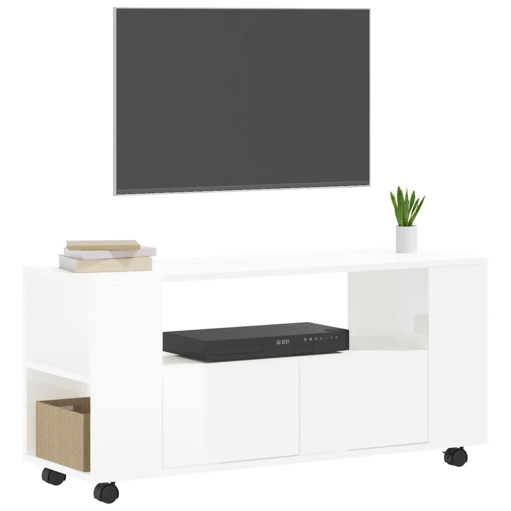 Mueble de TV madera de ingeniería blanco brillo 102x34,5x43 cm