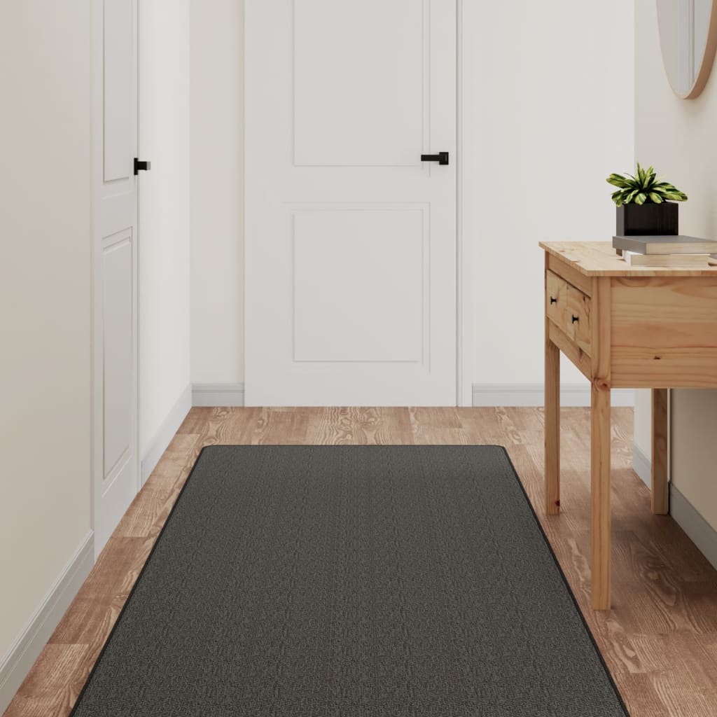 Carpete do salão com aparência de sisal antracite cinza 80x250 cm