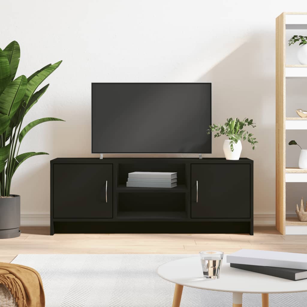 Vetonek Mueble de TV madera de ingeniería negro 102x30x37,5 cm