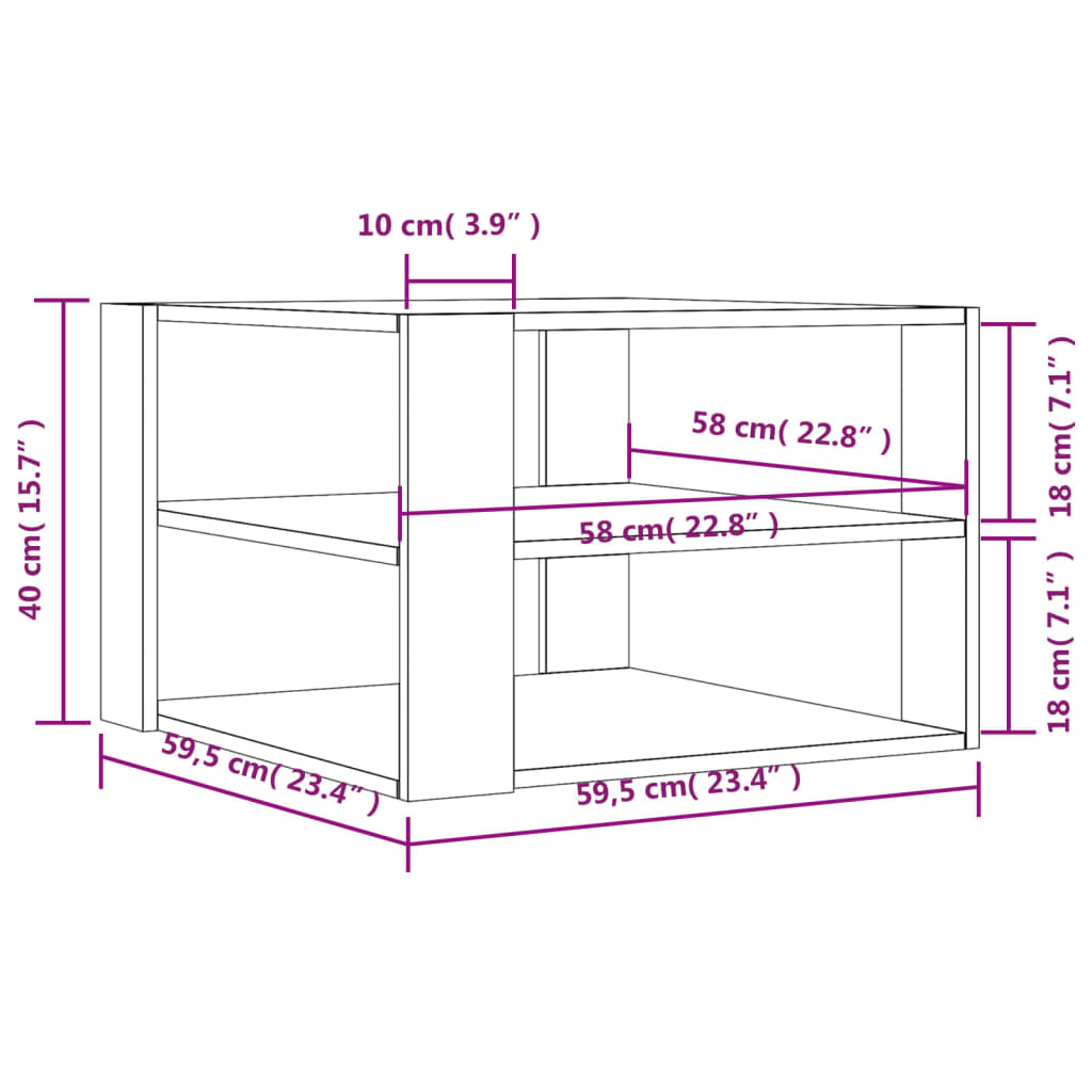 Mesa de centro madera de ingeniería roble Sonoma 59,5x59,5x40cm vidaXL