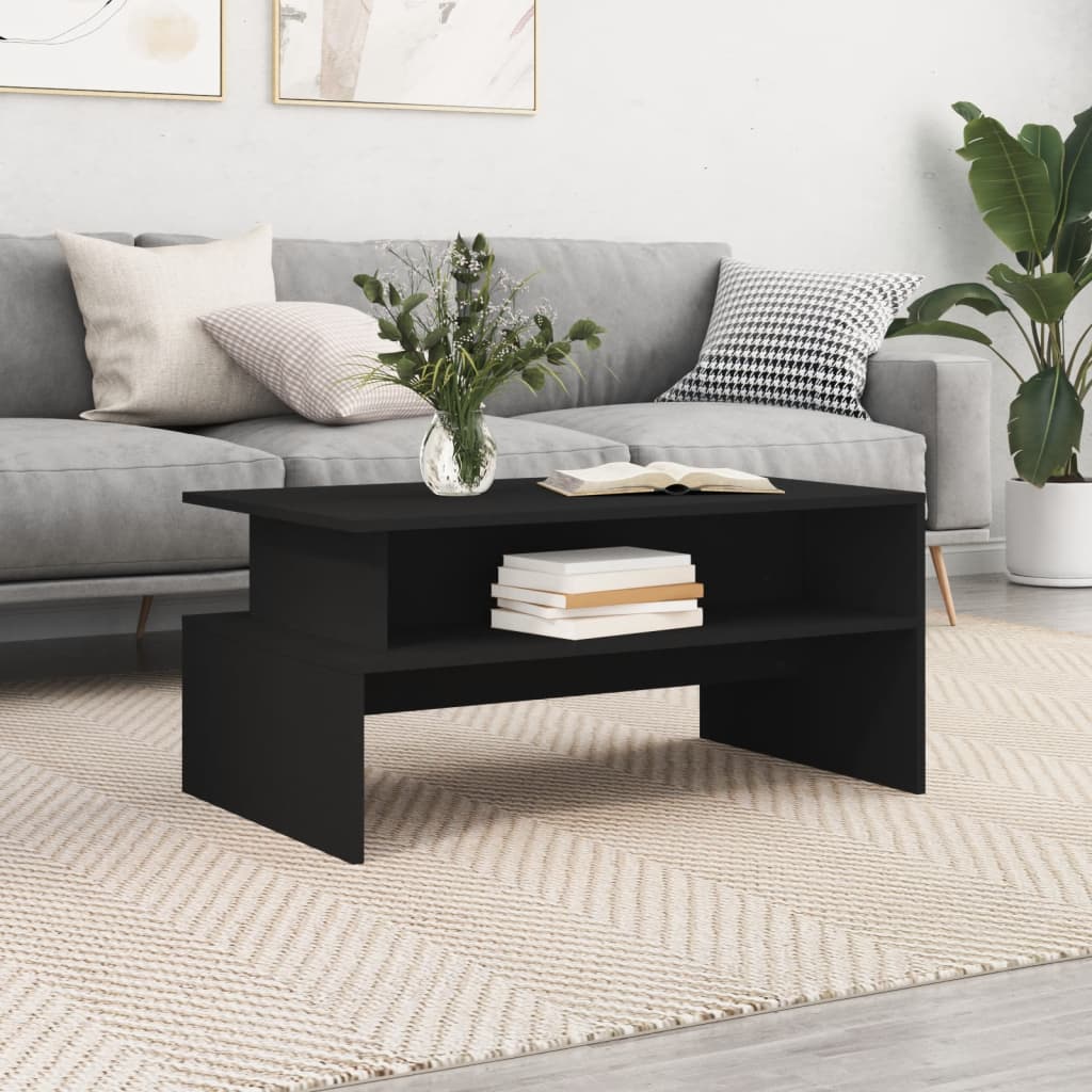 Vetonek Mesa de centro madera de ingeniería negro 90x55x42,5 cm