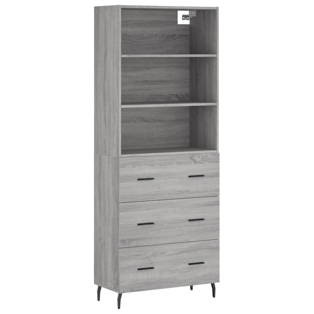Aparador alto madera contrachapada gris sonoma 69,5x34x180 cm V7707 Vetonek