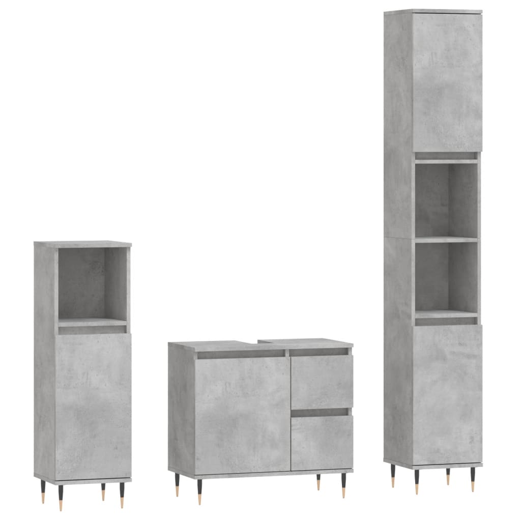 Set muebles de baño 2 piezas madera gris hormigón - Vetonek