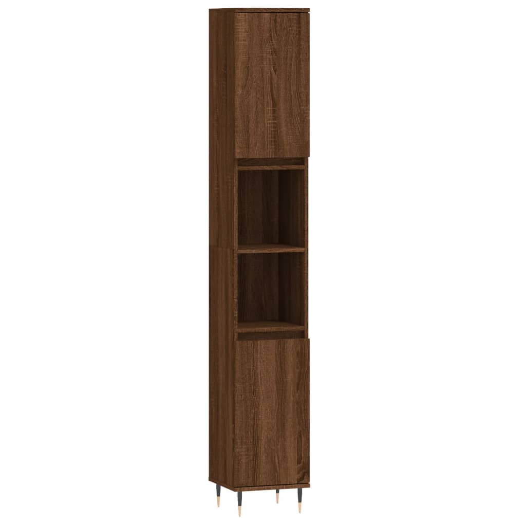 Set de muebles baño 3 pzas madera roble marrón vidaXL