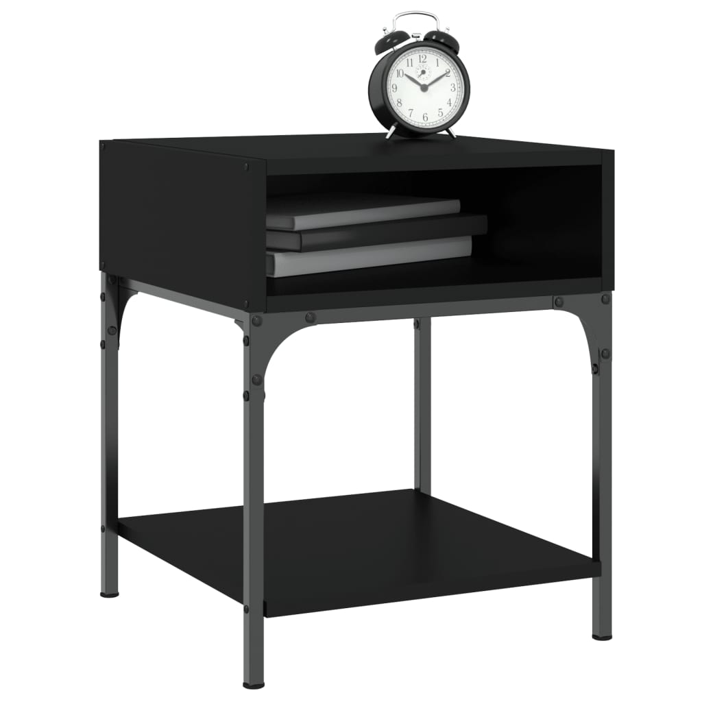 Night tables 2 units black engineering wood 40x41x50 cm