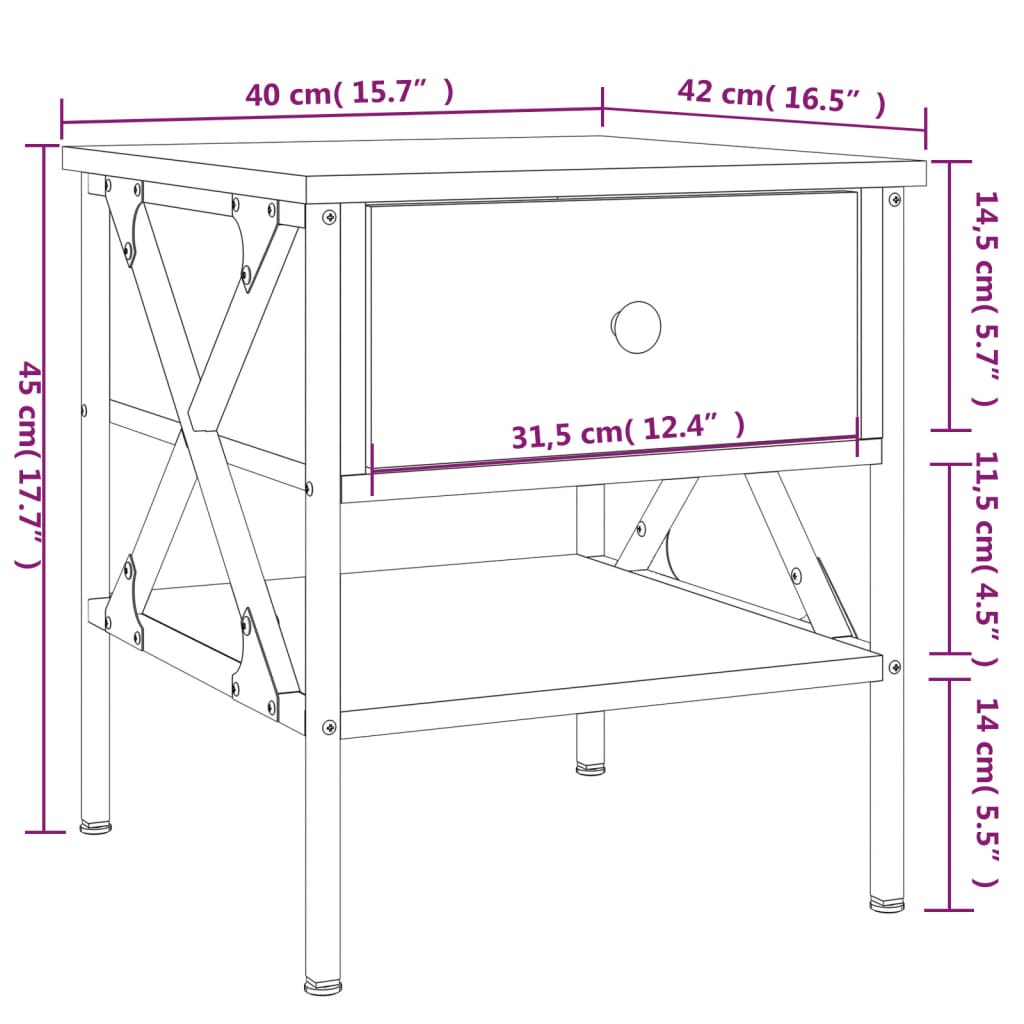 Nachttisch Motor Holz Sonoma 40x42x45 cm