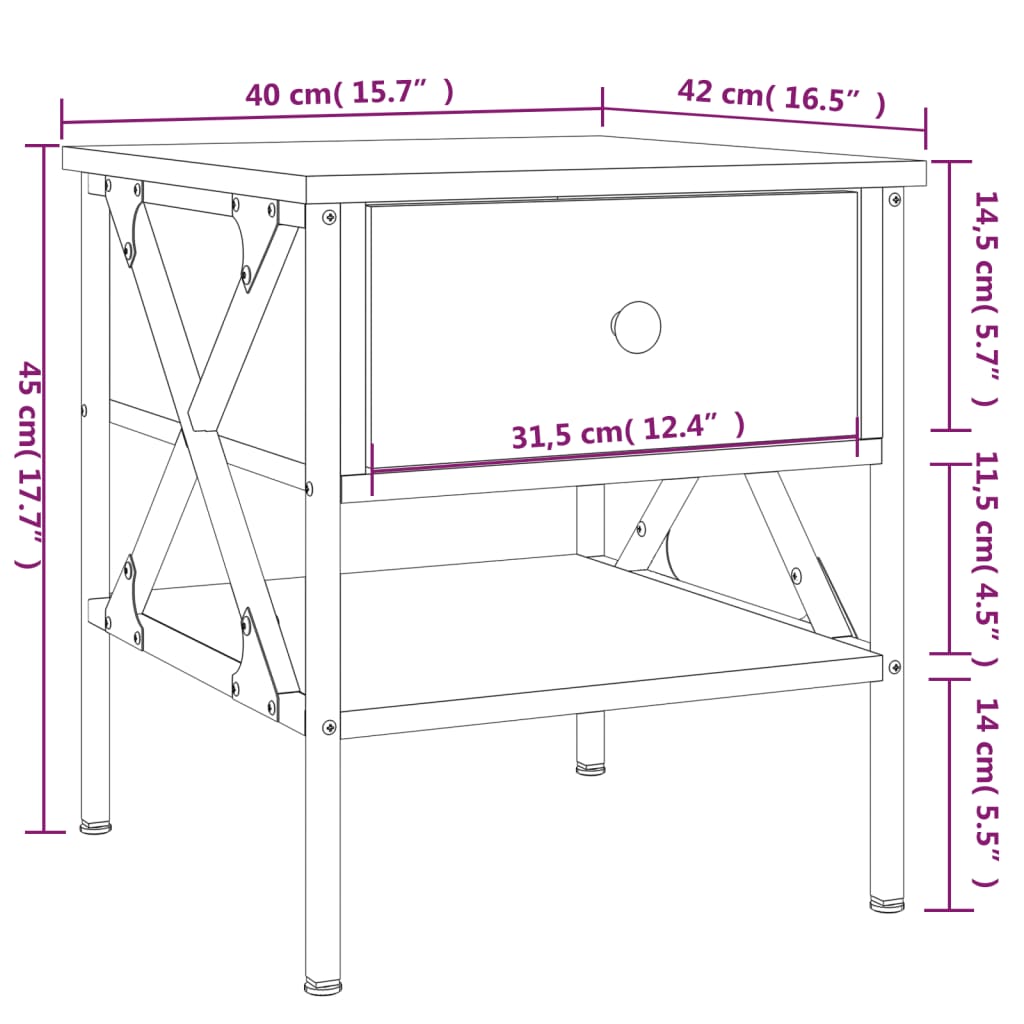 Mesita de noche 2 uds madera sintetizada Nexus gris Sonoma 40x42x45 cm vidaXL