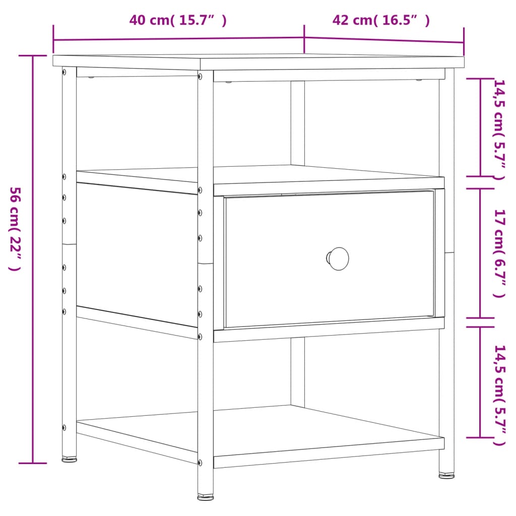 Mesitas de noche 2 uds madera de ingeniería negro 40x42x56 cm vidaXL