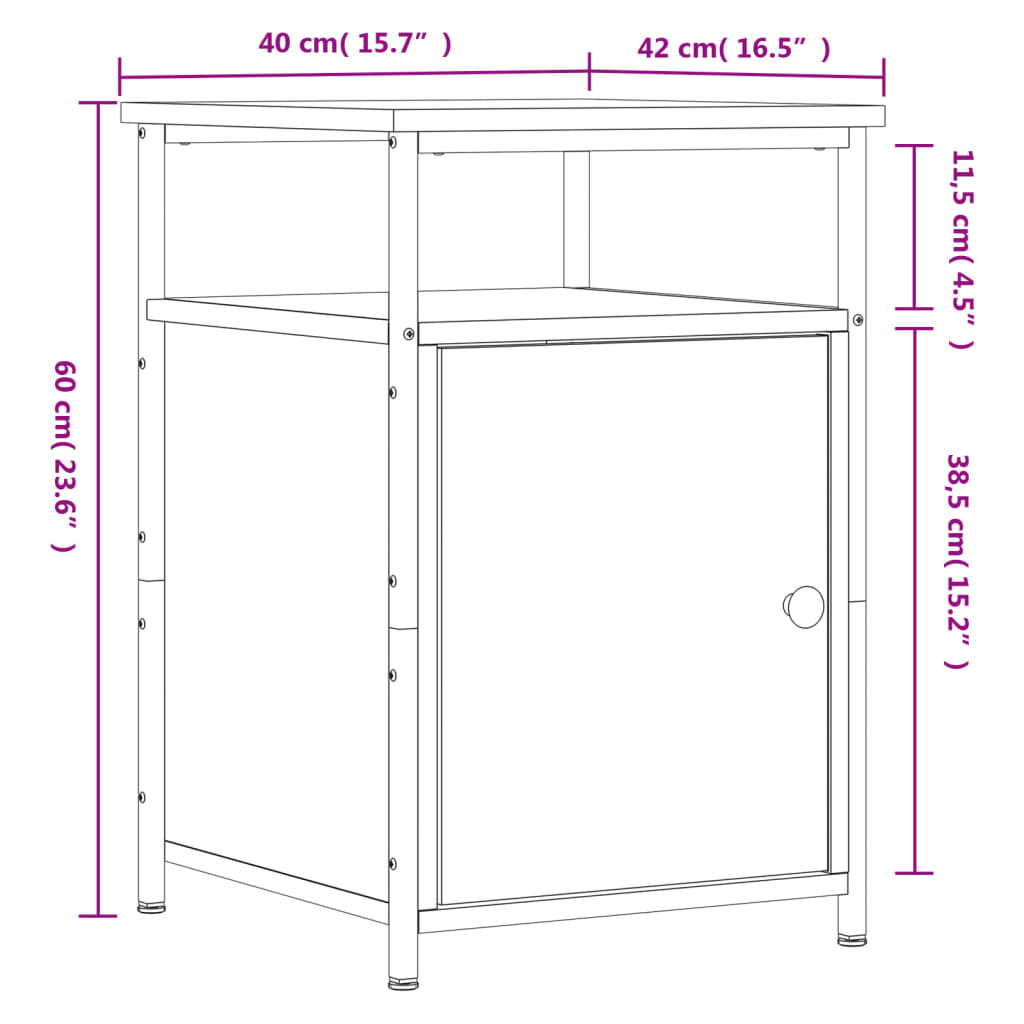 Mesita de noche madera gris Sonoma 40x42x60 cm vidaXL