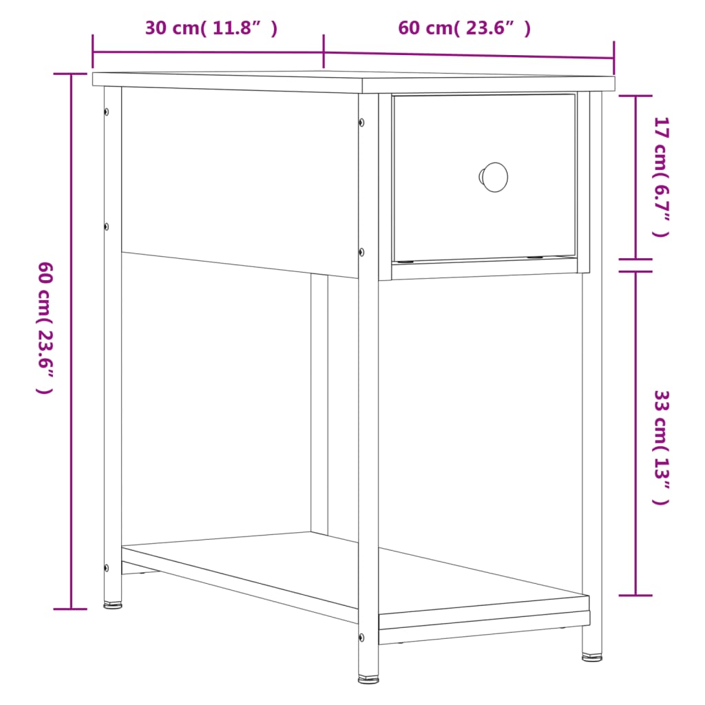 Mesita de noche madera de ingeniería negra 30x60x60 cm vidaXL