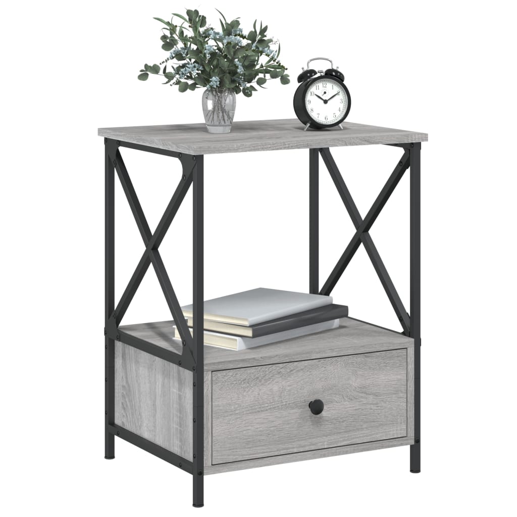 Night table Gray Engineering Wood Sonoma 50x41x65 cm