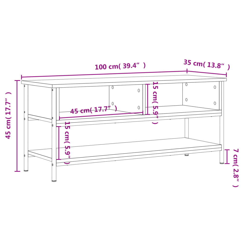 Mueble para TV madera roble Sonoma 100x35x45 cm vidaXL