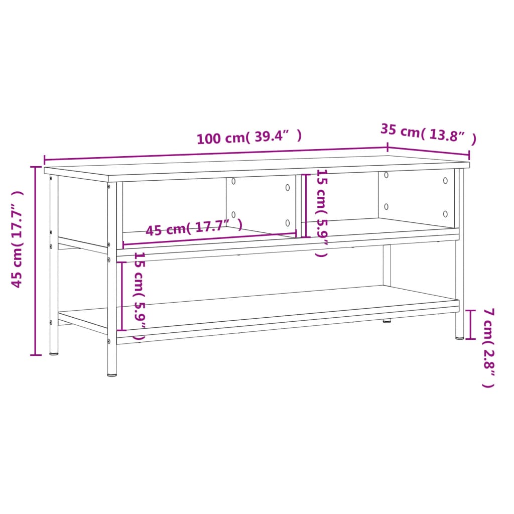 Mueble de TV madera gris Sonoma 100x35x45 cm vidaXL